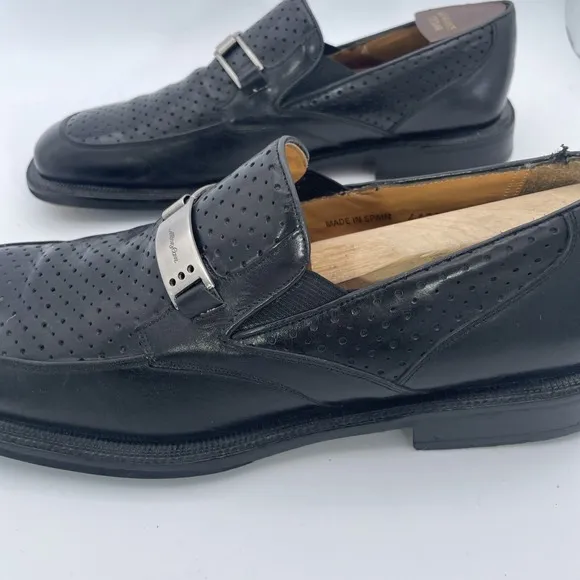 Mezlan Mens Dress Shoes Size 9.5 M Horse Bit Loafers Black Leather Spain