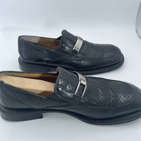 Mezlan Mens Dress Shoes Size 9.5 M Horse Bit Loafers Black Leather Spain