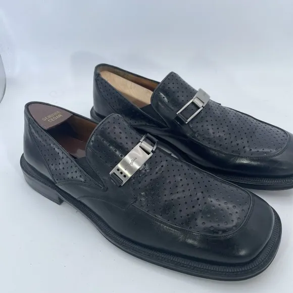 Mezlan Mens Dress Shoes Size 9.5 M Horse Bit Loafers Black Leather Spain