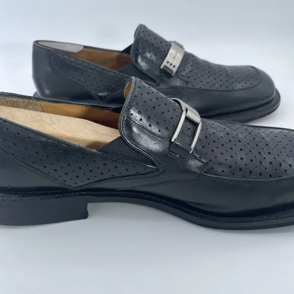 Mezlan Mens Dress Shoes Size 9.5 M Horse Bit Loafers Black Leather Spain