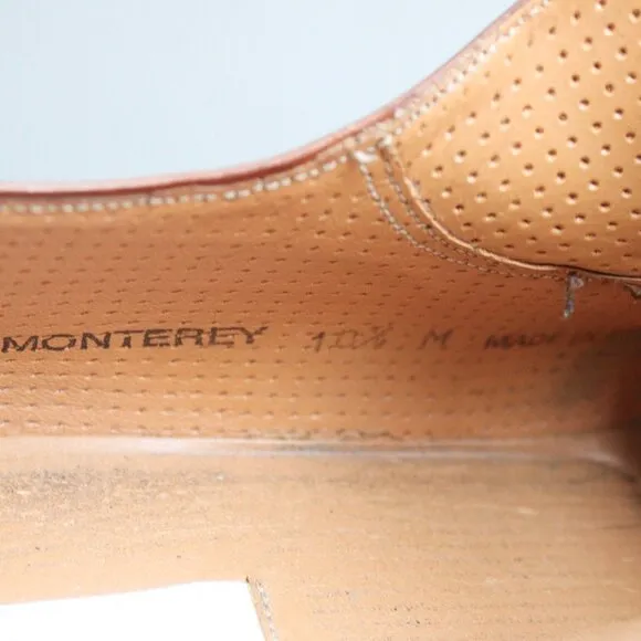 Mezlan Monterey Cognac Brown Woven Leather Cap-Toe Loafer Shoe Size 10.5 M