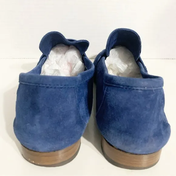 M.Gemi Italian 🇮🇹 Blue 🔵 Suede Leather Unlined Slip On Loafers Leather Sole