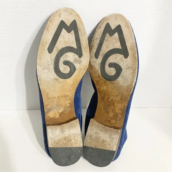 M.Gemi Italian 🇮🇹 Blue 🔵 Suede Leather Unlined Slip On Loafers Leather Sole