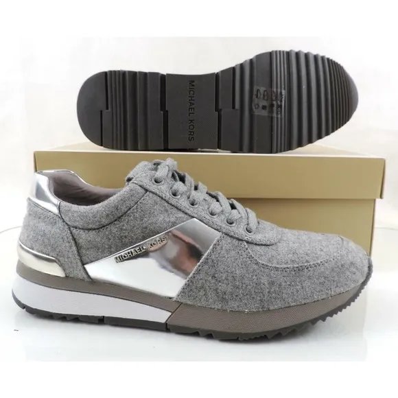 Michael Kors Allie Trainer Lace Up Sneakers Flannel Grey Size 9.5