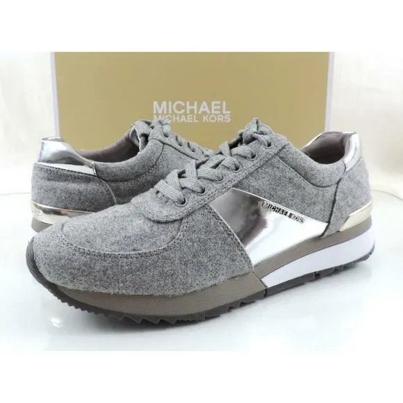 Michael Kors Allie Trainer Lace Up Sneakers Flannel Grey Size 9.5