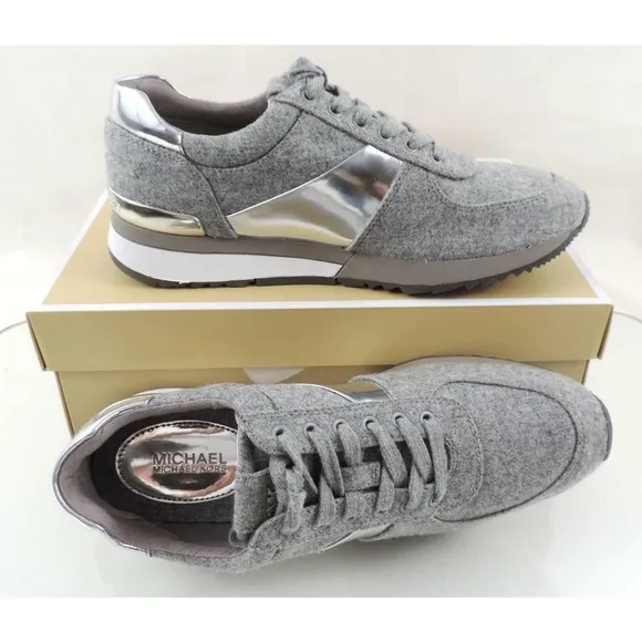 Michael Kors Allie Trainer Lace Up Sneakers Flannel Grey Size 9.5