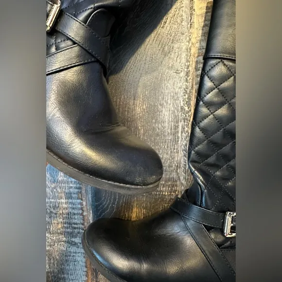 ✨MICHAEL KORS GIRL’S SIZE 2 EMMA LUX QUILTED BLACK TALL RIDING BOOTS✨