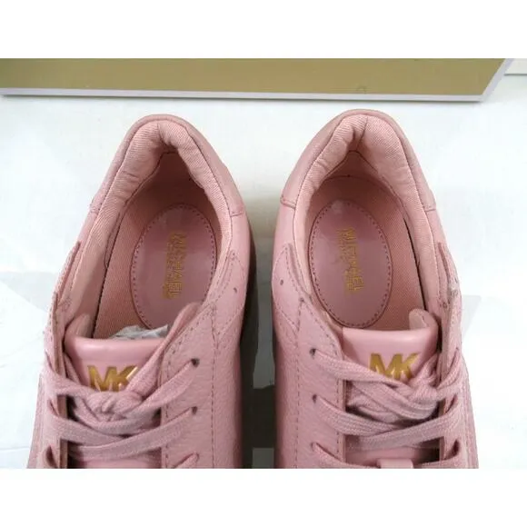 Michael Kors Keaton Lace Up Designer Sneakers MK Logo Pink Smokey Rose