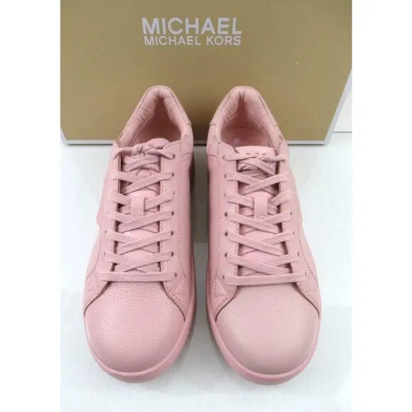 Michael Kors Keaton Lace Up Designer Sneakers MK Logo Pink Smokey Rose