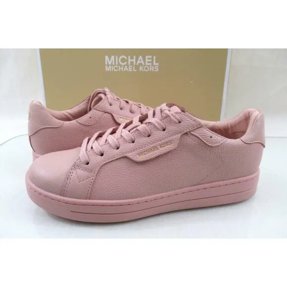 Michael Kors Keaton Lace Up Designer Sneakers MK Logo Pink Smokey Rose