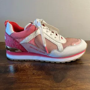 Michael Kors Wilma Trainer Sneakers 8 Womens Leather Signature Lace Up Sports