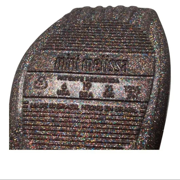 Mini Melissa Black Mary Jane Ballet Flats in Multicolored Glitter Shoes