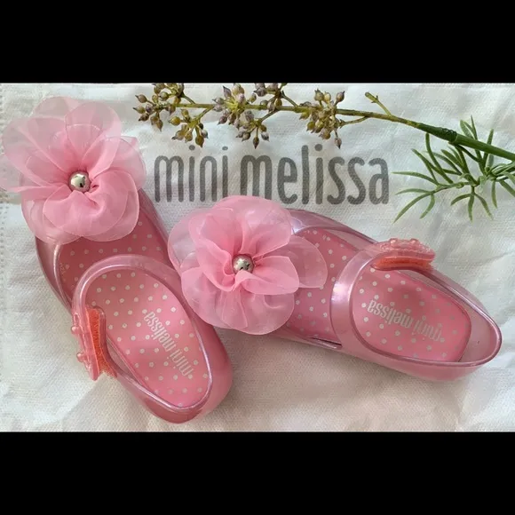Mini Melissa Girl's Pink Chic Flats Size 5 NIB