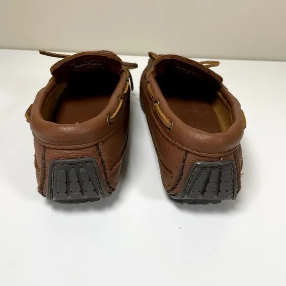 MINNETONKA Mens Genuine Moosehide Weekender Moccasin Loafers Caramel Size 8 EUC