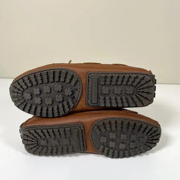 MINNETONKA Mens Genuine Moosehide Weekender Moccasin Loafers Caramel Size 8 EUC