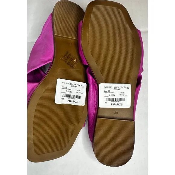 Miz Mooz Paparazzi Fuchsia Flat Leather Sandals Slides  Size 8