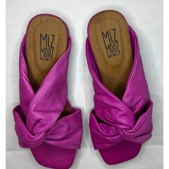 Miz Mooz Paparazzi Fuchsia Flat Leather Sandals Slides  Size 8