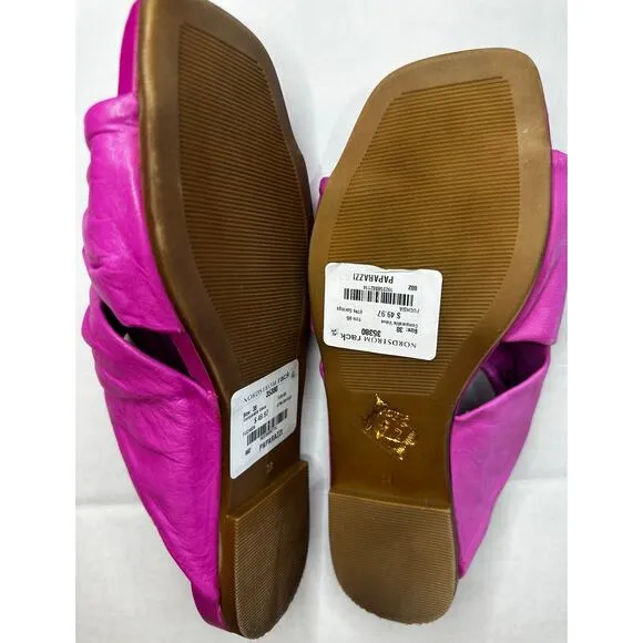 Miz Mooz Paparazzi Fuchsia Flat Leather Sandals Slides  Size 8