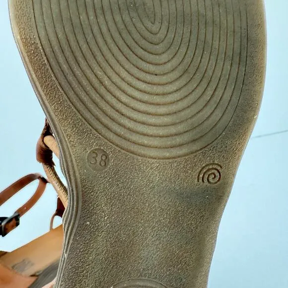 Miz Mooz Sandals Womens 8.5 Wide Brown Mari Leather Ankle Strap Artisan Boho