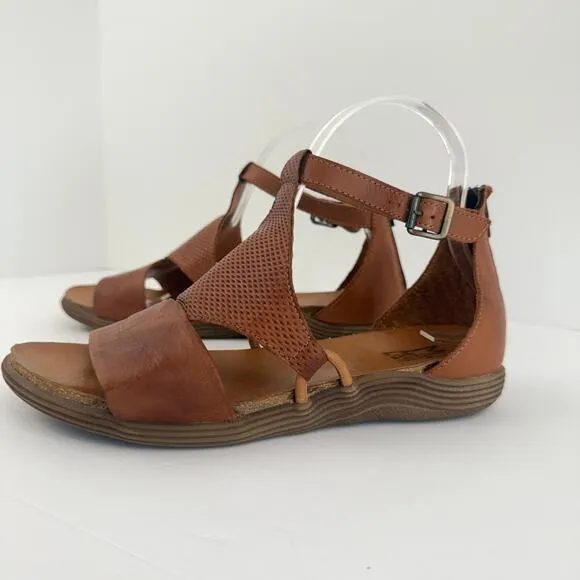 Miz Mooz Sandals Womens 8.5 Wide Brown Mari Leather Ankle Strap Artisan Boho