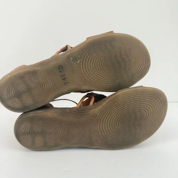 Miz Mooz Sandals Womens 8.5 Wide Brown Mari Leather Ankle Strap Artisan Boho