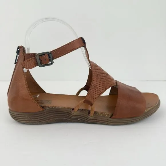 Miz Mooz Sandals Womens 8.5 Wide Brown Mari Leather Ankle Strap Artisan Boho