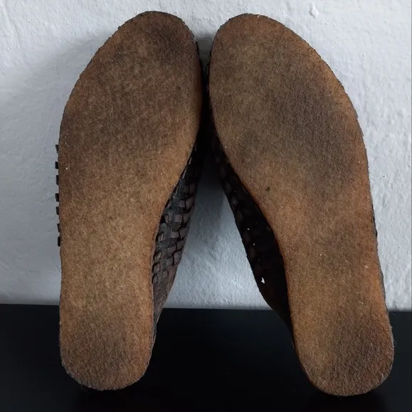 Mohinders Leather Woven Diamond Slides Dark Brown 9US