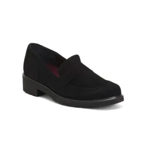 MUNRO Black Suede Suede Wide Geena Comfort Slip On Loafers