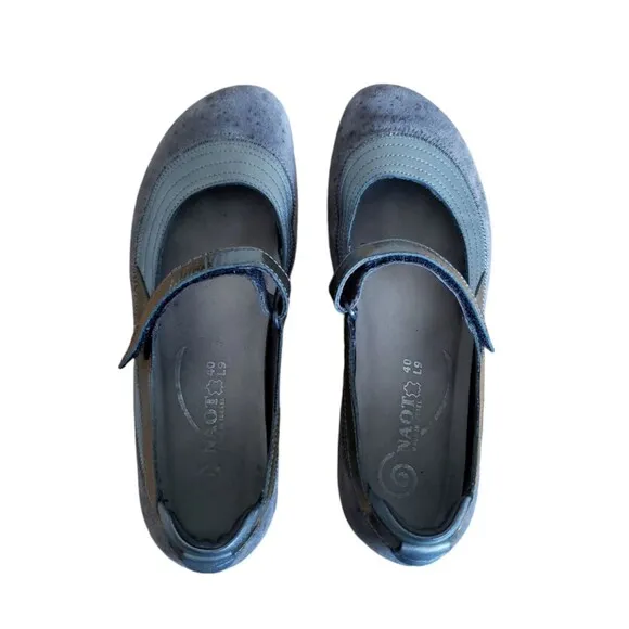 NAOT Kirei Suede Mary Jane Flats Comfort Shoes Gray women's Size 9 EUR 40
