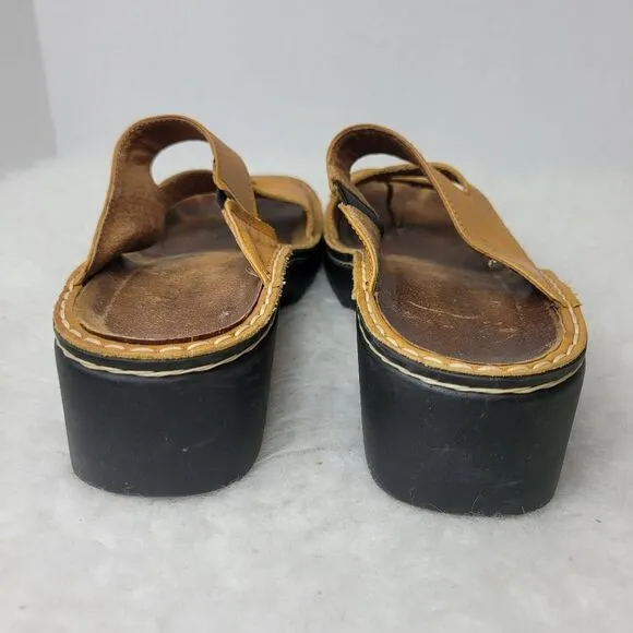 Naot Monterey Slides Toe Loop Yellow  Leather Women's Shoes Size 7.5