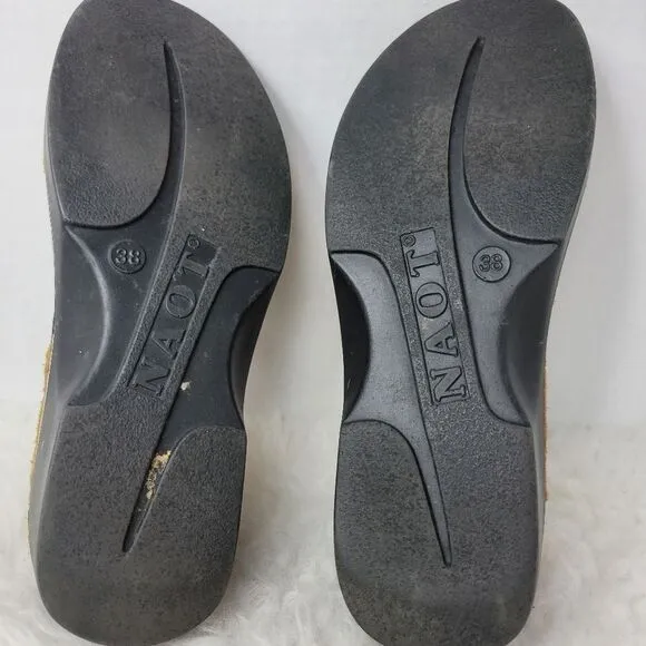 Naot Monterey Slides Toe Loop Yellow  Leather Women's Shoes Size 7.5