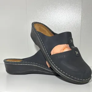 NAOT navy blue leather mule slides arch support comfort shoe slip on mary Janes