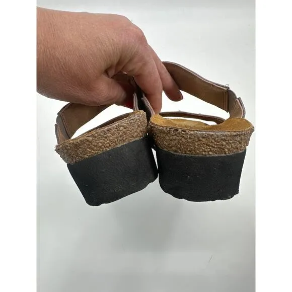 NAOT Susan metallic Leather Slides Size 37/ US 6 EUC