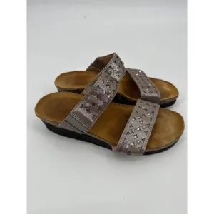 NAOT Susan metallic Leather Slides Size 37/ US 6 EUC