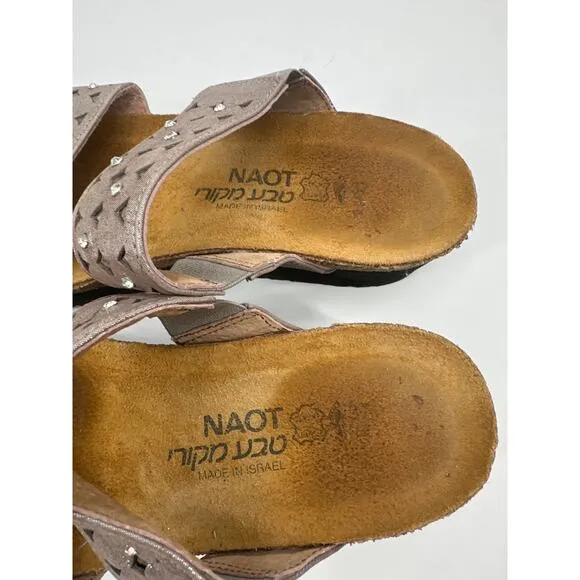NAOT Susan metallic Leather Slides Size 37/ US 6 EUC