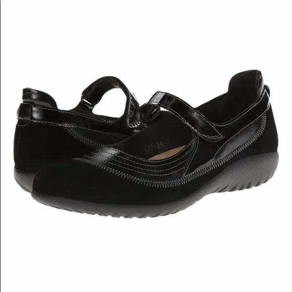 Naot sz 37 Kirei black suede maryjane flats GUC