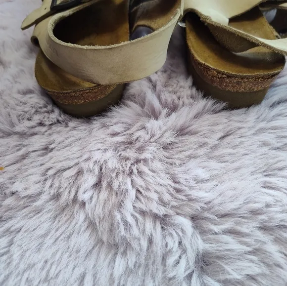 Naot Utopia Lamego cream and brown buckled adjustable sandals slip on size 39/9