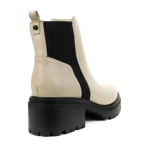 NATURALIZER JADYN LEATHER WATER RESISTANT COMBAT MOTO BOOTS PORCELAIN NIB SZ 8.5