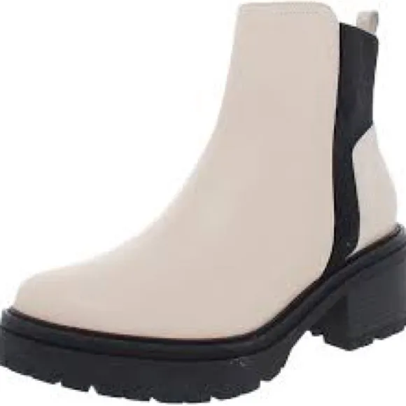 NATURALIZER JADYN LEATHER WATER RESISTANT COMBAT MOTO BOOTS PORCELAIN NIB SZ 8.5