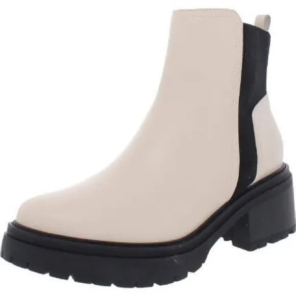 NATURALIZER JADYN LEATHER WATER RESISTANT COMBAT MOTO BOOTS PORCELAIN NIB SZ 8.5