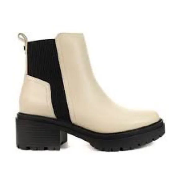 NATURALIZER JADYN LEATHER WATER RESISTANT COMBAT MOTO BOOTS PORCELAIN NIB SZ 8.5
