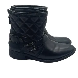 Naturalizer Quilted Black Moto Ankle Boots Booties Double Buckle Zipper Back