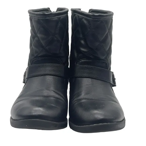 Naturalizer Quilted Black Moto Ankle Boots Booties Double Buckle Zipper Back