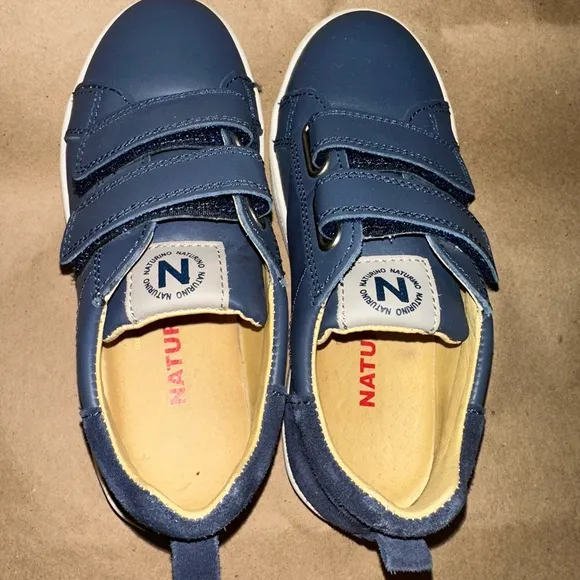 Naturino Caleb Nappa leather and suede sneakers, Blue Boys Size 11.5 (30 eu)