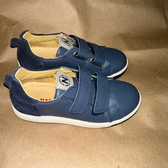 Naturino Caleb Nappa leather and suede sneakers, Blue Boys Size 11.5 (30 eu)