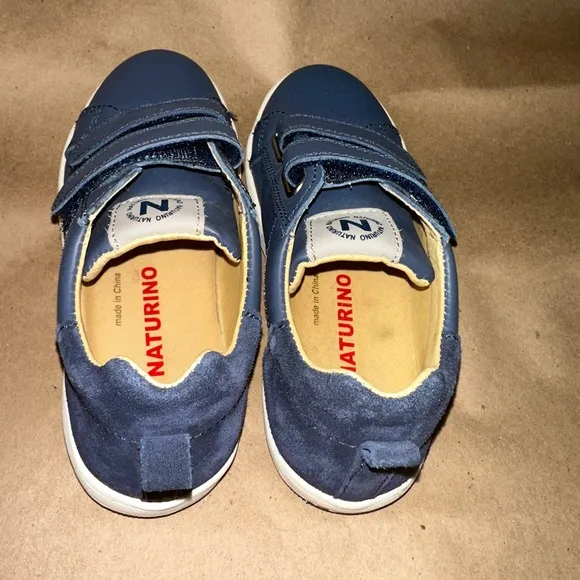 Naturino Caleb Nappa leather and suede sneakers, Blue Boys Size 11.5 (30 eu)