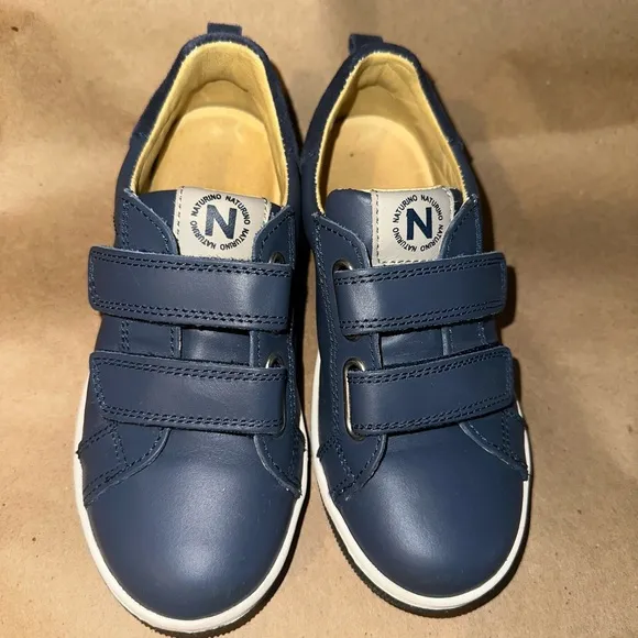 Naturino Caleb Nappa leather and suede sneakers, Blue Boys Size 11.5 (30 eu)
