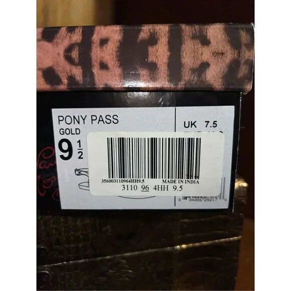 Naughty Monkey NIB Pony Pass Gold Jeweled Flats Size 9.5
