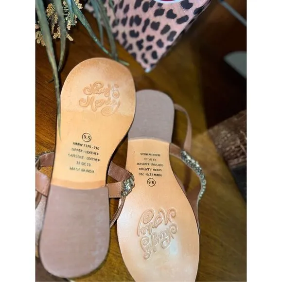 Naughty Monkey NIB Pony Pass Gold Jeweled Flats Size 9.5