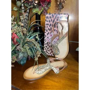 Naughty Monkey NIB Pony Pass Gold Jeweled Flats Size 9.5